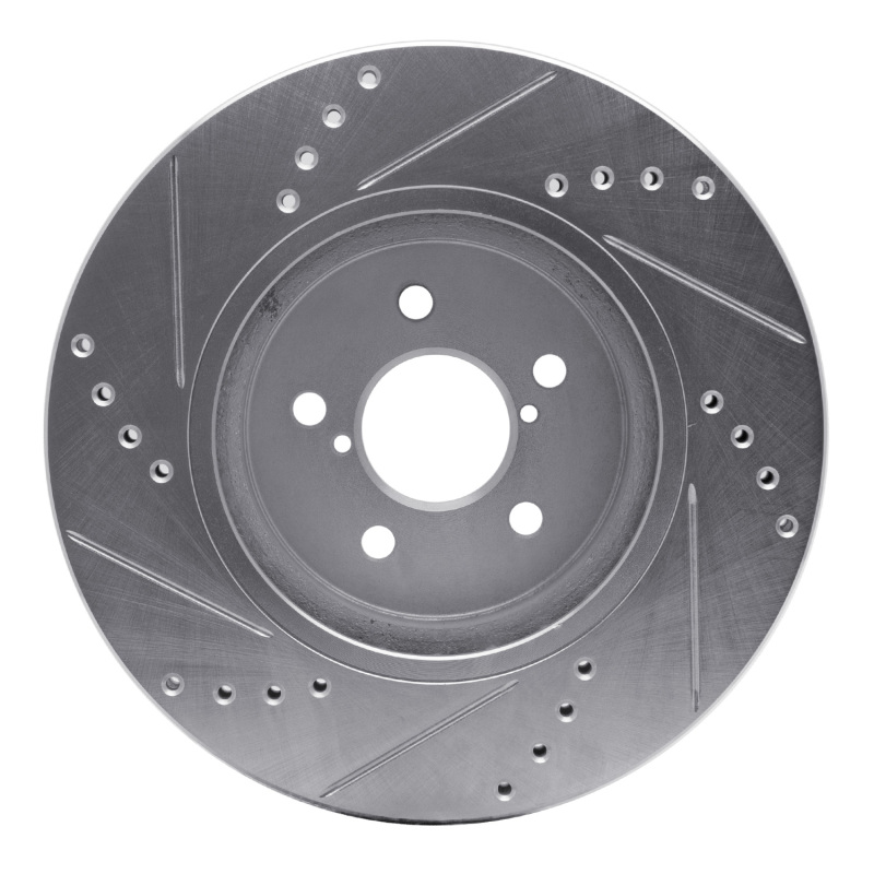 Subaru Impreza Brake Rotor (1) - Front Right - R1 Concepts - Drilled & Slotted - Silver - `17-`23